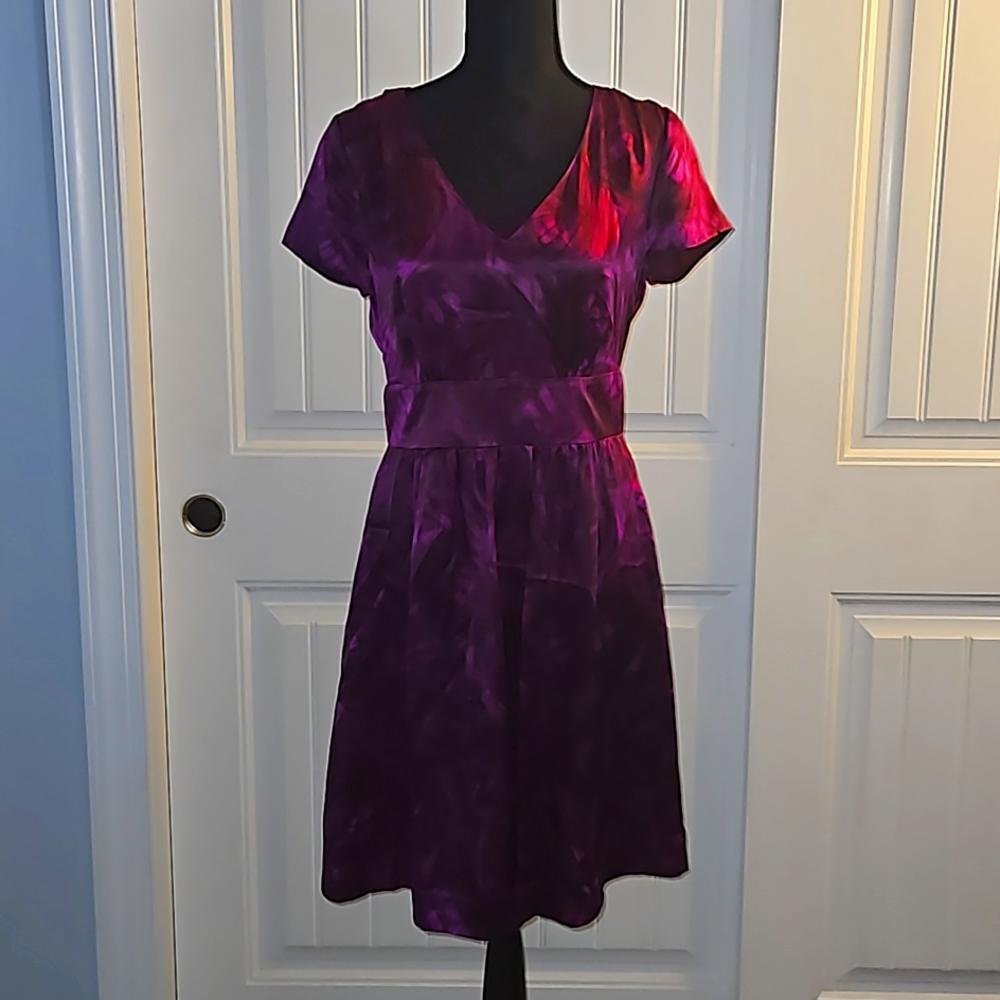 Banana Republic 100% Silk Dark Purple Floral Dress (0208)